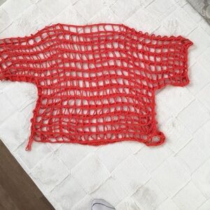 Red Crochet Knit Top